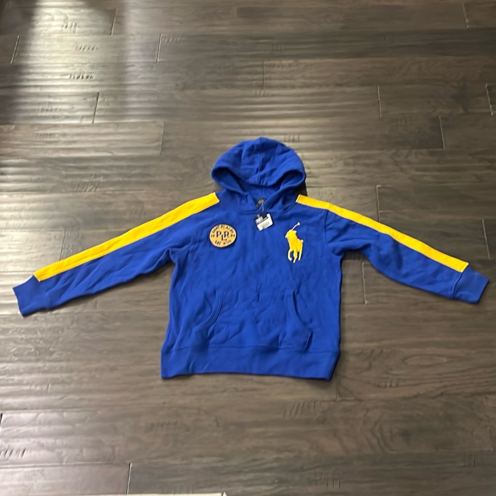 Polo Ralph Lauren Hoodie Giant Slalom blue yellow new Boys Medium 10-12